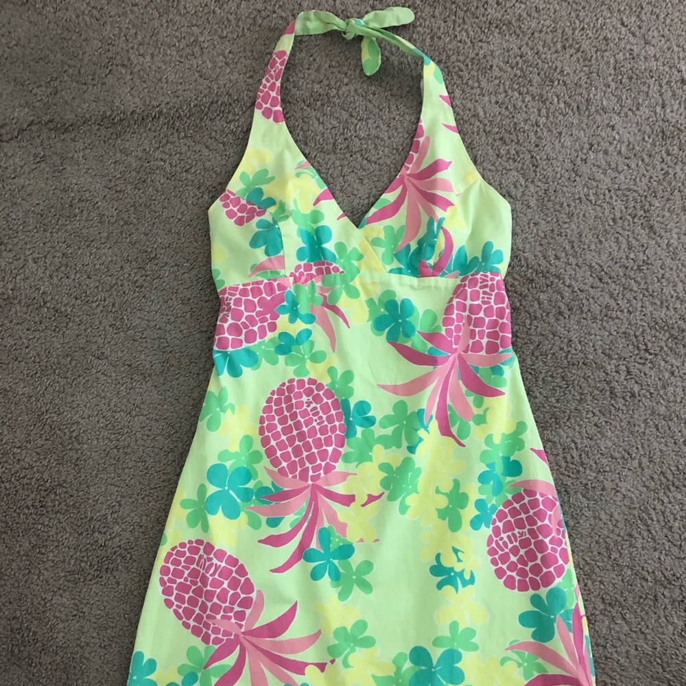 Lilly Pulitzer Floral Halter Neck Dress Sz 8